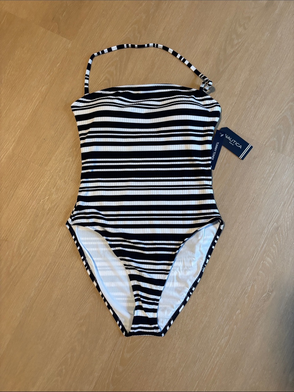NWT Nautica Striped Tummy Toner One Piece Swimsuit size XL